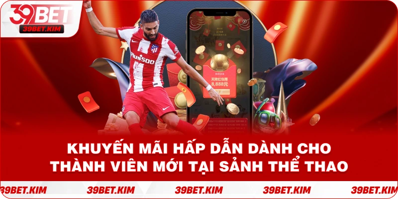 Banner khuyến mãi hấp dẫn dành cho thành viên mới tại sảnh thể thao.